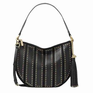 Michael Kors - Brooklyn Grommet Handbag Black Leather/ Silver Accents  - NWT
